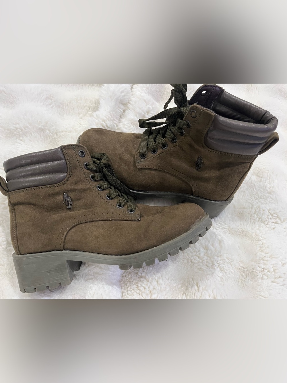 HbC by Polo Olive Brown Suede Lace-Up Combat Boots